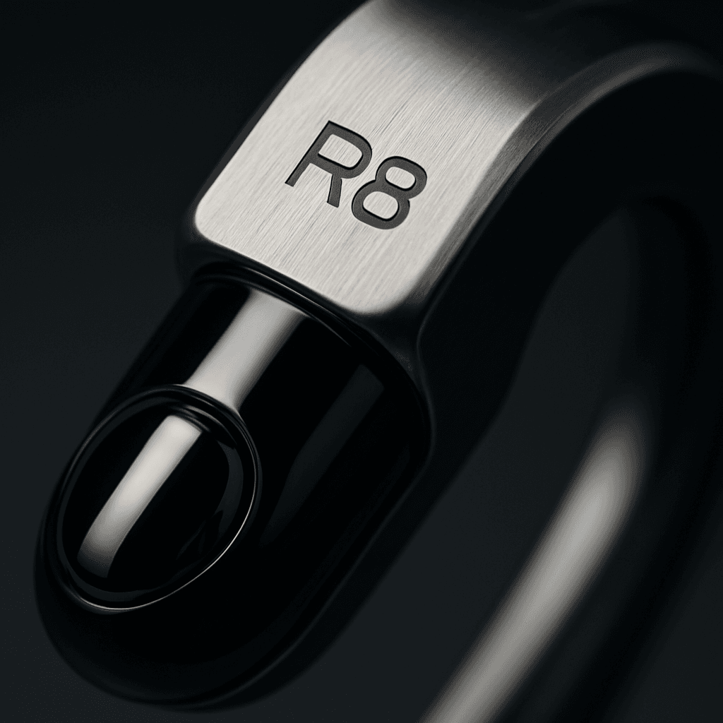 Detailed close-up of R8 system technology component